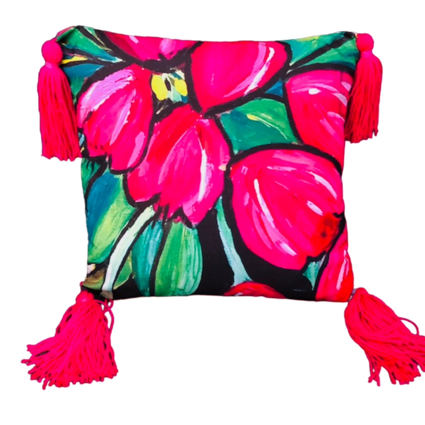 Hot Pink Tulips - Throw Pillow