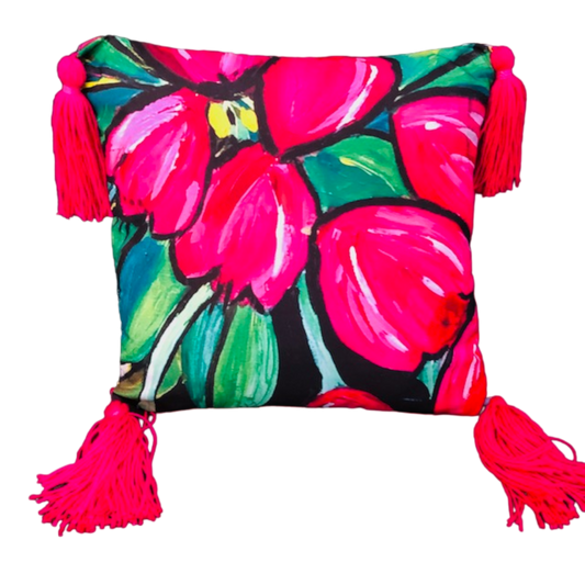 Hot Pink Tulips - Throw Pillow