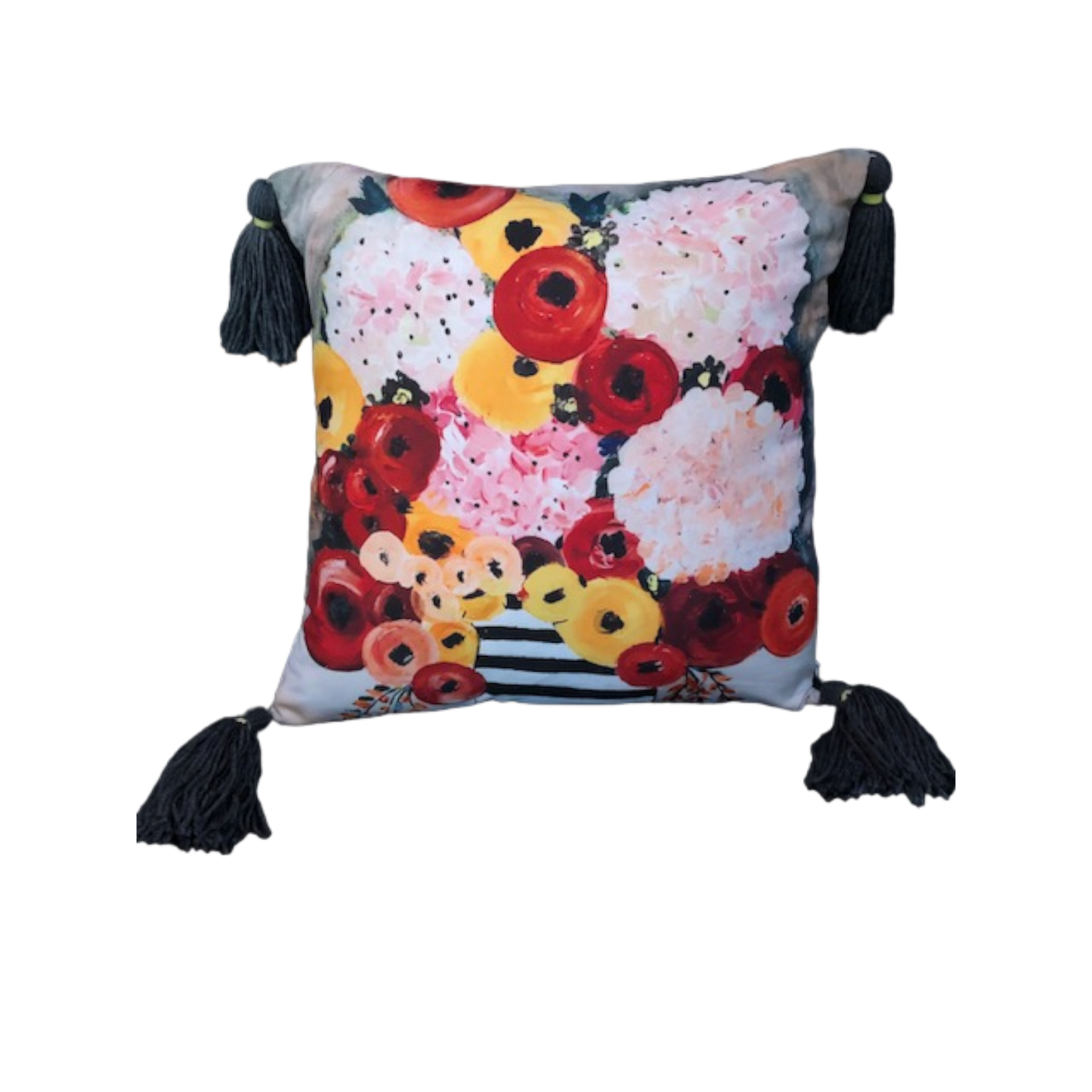 Hydrangea and Poppies - Throw Pillow