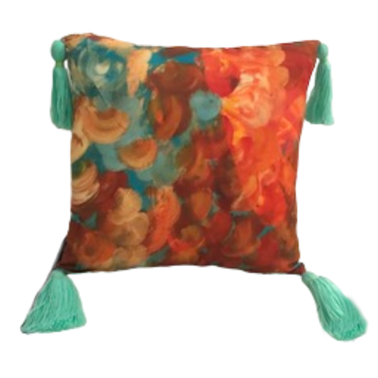 Orange and Turquoise Abstract - Throw Pillow