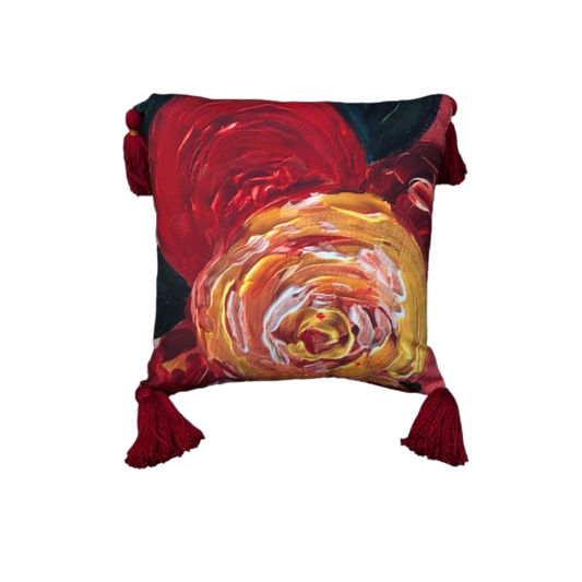 Yellow in a Field of Red - Throw Pillow